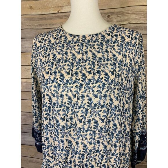 Prato Womens Dress Size 2 Tie Waist Floral Border - Picture 2 of 8